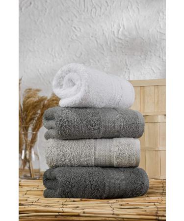 GNC ELEGANCE Set of 4 Soft Cotton Hand & Face Towels - Anthracite Tones | 50x85 cm | Luxurious Absorbency for Everyday Use - Buy Online on GoSupps.com