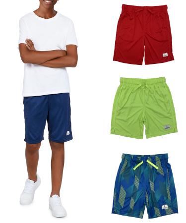 Andrew Scott Boys 3 Pack Active Performance Mesh Style Basketball Sport Shorts 3 Pack -Grab Bag Assorted Colors Large