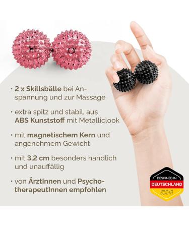 2x DBT Skills Hedgehog Ball - Magnetic Acupressure Stress Relief Massage Ball for Tension Mobility & Concentration - Rose Gold Pink 32mm - Buy Online on GoSupps.com