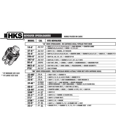 HKS 10A Revolver Speed Loader .38/.357 6 Round for S&W K Frame, Taurus 80, Rossi 971 - Buy Online on GoSupps.com