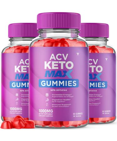 (3 Pack) ACV Keto Max Gummies ACV Keto Plus Canada Healthy Lifestyle Formula Support Supplement Compl ment alimentaire ACV Keto Max Support (180 Gummies)