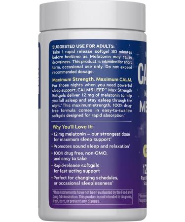 Natural Vitality Melatonin Softgels | 12mg Maximum Strength Supplement | 100% Drug Free | 120 Count - Buy Online on GoSupps.com