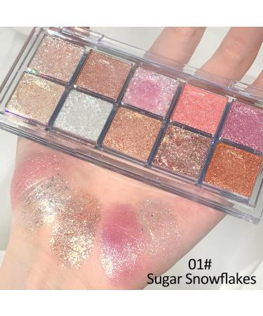 Erinde 10 Colors Glitter Eyeshadow Palette - Long-Lasting Highly Pigmented & Waterproof Korean Makeup Set with Brush #13-C - Buy Online on GoSupps.com