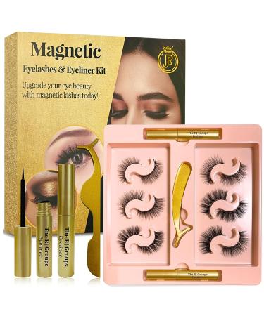 Magnetic Eyelashes & Eyeliner Kit - 6 Styles of Natural-Looking 3D Lashes with Waterproof Liner | Magnetic Lashes for Flawless Finish - Includes Tweezer and Reusable Eyeliner Tubes (6 Pairs) - Buy Online on GoSupps.com