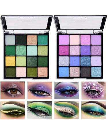 32 Colors Eyeshadow Palette Glitter Makeup Shimmer Matte Eye Shadow Palette Highly Pigmented Long Wear Waterproof Eyeshadow Makeup Professional Colorful Eye Shadow Powder Easy to Create Glamour Looks