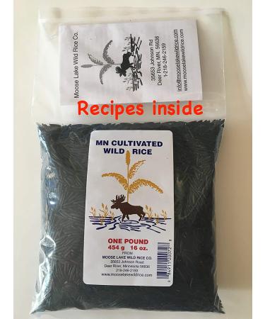 Moose Lake Wild Rice 16 oz - Hand Harvested Minnesota Cultivated Black Wild Rice | Includes Recipes - Buy Online on GoSupps.com