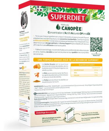 SUPERDIET -ROYALE JEL E 1500MG ORGANIC - Royal jelly honey pollen bio-Immune defenses-French manufacture-20 ampoules of 10 ml - Buy Online on GoSupps.com