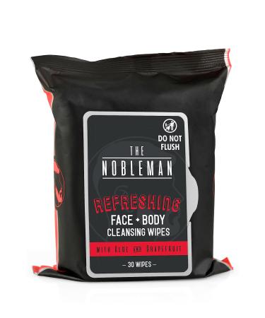 The Nobleman Men's Refreshing Face + Body Cleansing Wipes with Grapefruit - 30 count