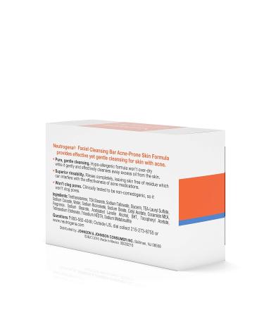 Neutrogena Facial Cleansing Bar for Acne-Prone Skin - Glycerin-Rich Non-Medicated Hypoallergenic Formula 3.5 oz | International Shipping Available - Buy Online on GoSupps.com