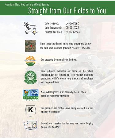 Non-GMO Hard Red Spring Wheat Berries | 100% Non-Irradiated & Kosher Parve | USA Grown & Field Traced | 5 lb Pack - Buy Online on GoSupps.com