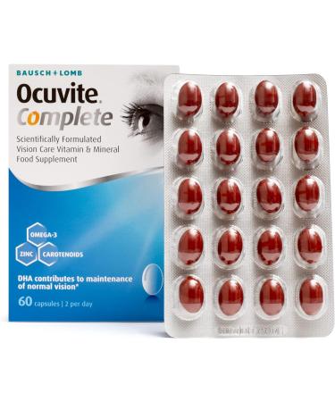 Ocuvite Complete Eye Supplement Capsules | Lutein, Zeaxanthin, DHA Omega 3, Zinc | Supports Normal Vision | 2 Capsules/Day - Buy Online on GoSupps.com