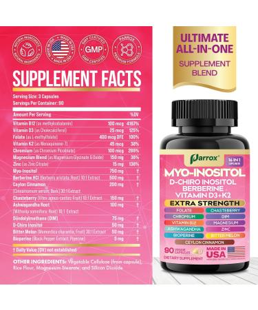 Parrox Blooming Balance Bundle 30-in-1 Women s Wellness Stack with Collagen Types I II III V & X Biotin Keratin Hyaluronic Acid + Myo-Inositol DIM Berberine Ashwagandha 180 Capsules - Buy Online on GoSupps.com
