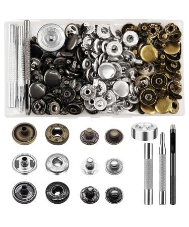 45 Set Snaps for Leather Leather Snaps and Fasteners Kit Leather Snaps 15mm Stainless Steel Snap Fasteners 4 Leather Tools 3 Colors Craft Snaps for Windbreaker Shirts Jacket Backpacks Wallet