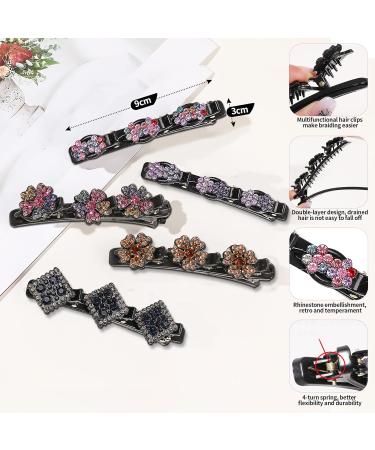 Buy Kolibri Crystal Flower Hair Clips 5 Braided Rhinestone Clips for Women & Girls | Satin Fabric Duck Beak Hair Accessories - Buy Online on GoSupps.com