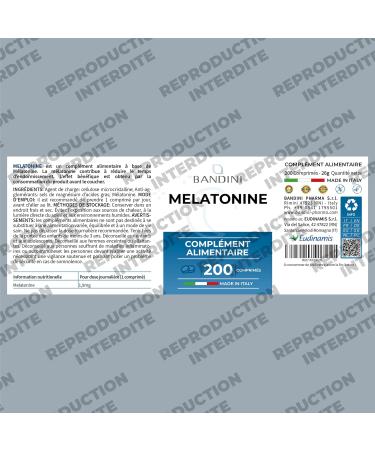 Bandini Melatonin 200 Tablets Pure 1.9 mg Extra Strong - Fast Sleep and Rest - Highly Dosed Melatonin Dietary Supplement - Sleeping For Sleeping - Jet Lag and Jet Lag - Buy Online on GoSupps.com