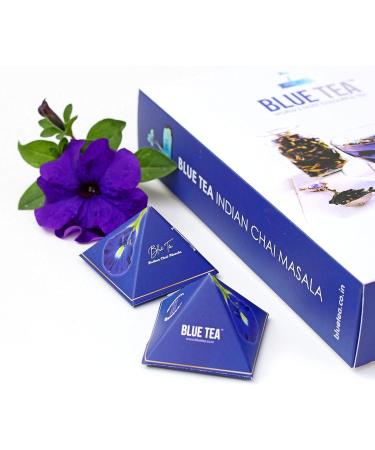 BLUE TEA - Indian Chai Masala - Plant Based Tea Bags 12 Count | TEA GIFT PACK | Herbal Tea - Caffeine Free - Gluten Free - Flower & Spices Based | Direct From Source - Buy Online on GoSupps.com