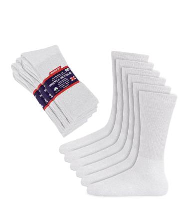 Diamond Star Diabetic Socks  Non-Binding Circulatory Cushion Cotton Crew Diabetic Socks for Men Women 3 Pairs White 10-13