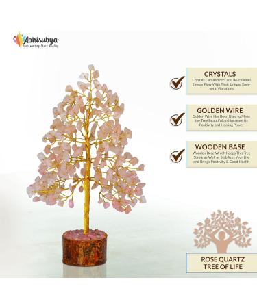 Rose Quartz Chakra Tree - Healing Crystals for Good Luck and Energy Balance - Pink Decor and Crystal Gifts - Buy Online on GoSupps.com
