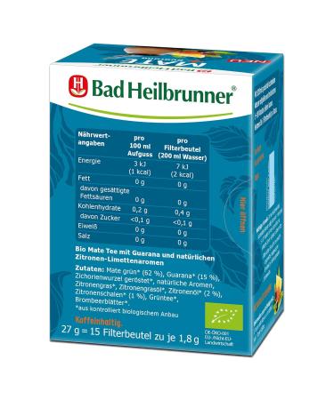 Bad Heilbrunner Bio Mate Guarana Tea - Classic South American Mate with Turmeric - 5x15 Filter Bags - Organic Herbal Tea for Energy - Buy Online on GoSupps.com