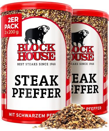 Block House Steak Pepper with Black Pepper 2x 200g - Restaurant Quality Spice Blend - Buy Online on GoSupps.com