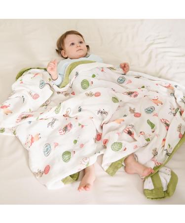 Amo Nenes Baby Swaddle Blanket | Large 110x150 cm Muslin Cloth | Soft Breathable Bamboo Cotton Wrap for Newborns | Double Layer Animals Print - Buy Online on GoSupps.com