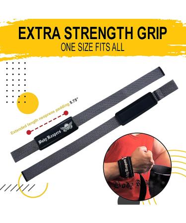 Body Reapers 24 Lifting Straps for Weightlifting - Neoprene Cotton Deadlift Straps with Hand Grips - Carbon Grey - Buy Online on GoSupps.com