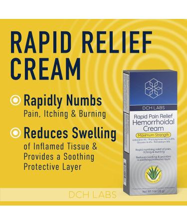 Rapid Relief Hemorrhoid Treatment Cream - Maximum Strength Aloe Vera Formula for Fast Pain Burning Itching & Swelling Relief - Ships Internationally - Buy Online on GoSupps.com