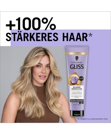 handle Gliss Blonde Perfector Purple Shampoo 250 ml with antiyellowing effect and ExpressPurple Conditioner Blonde Perfector 200 ml for spraying and 2in1 Purple buildup hair mask 150 ml hair treatment 200 ml 3er Pack - Buy Online on GoSupps.com
