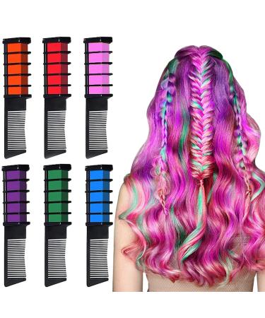 6 Colors Hair Chalk Combs for Girls Gifts EBANKU Temporary Washable Hair Color Chalk Comb Set Popular Chalks on Birthday Cosplay Party Halloween Christmas - Buy Online on GoSupps.com