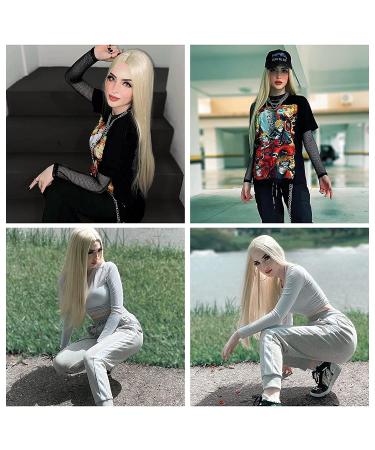 ENTRANCED STYLES 26 Inch Platinum Blonde Straight Wig for Women - Synthetic Cosplay Halloween Party Wig - Buy Online on GoSupps.com