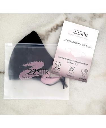 Buy Mulberry Silk Face Mask | Reusable Adjustable 3D Design | 22Silk (Black) - Comfortable & Flattering Fit - Buy Online on GoSupps.com
