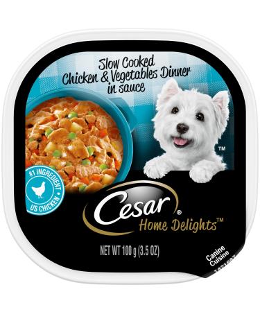 CESAR HOME DELIGHTS, Home Inspired Wet Dog Food, Pack of 24 Chicken & Vegetables