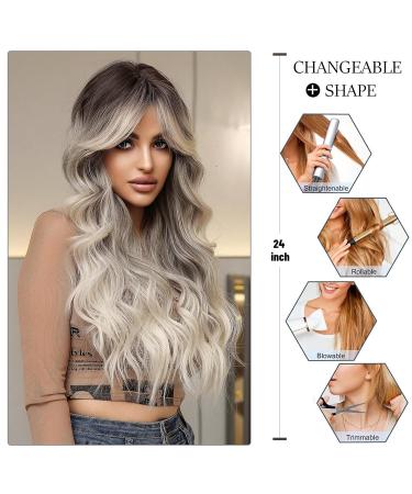Uevies 26-Inch Long Brown & Blonde Synthetic Wig - Realistic Middle Part Ponytail for Halloween Cosplay Parties & Daily Wear - Buy Online on GoSupps.com