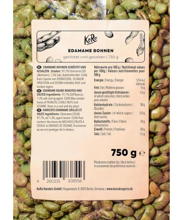 KoRo - Roasted & Salted Edamame Beans | 750g - Crunchy roasted snack without oil or artificial additives - Buy Online on GoSupps.com