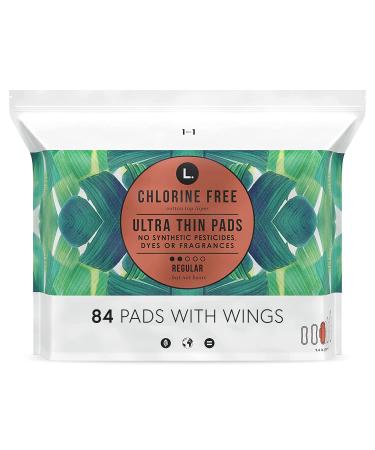 L. Chlorine Free Ultra Thin Pads Regular Absorbency, Organic Cotton, Free from Chlorine Bleaching, Pesticides, Fragrances, or Dyes, 84 Count