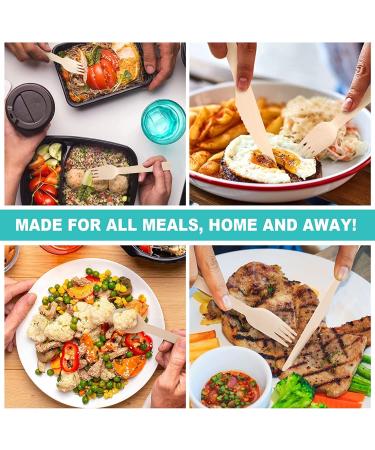 100Pcs Eco-Friendly Wooden Forks - Biodegradable & Compostable Disposable Wooden Forks for Eating - Sustainable Alternative to Plastic Utensils - Buy Online on GoSupps.com