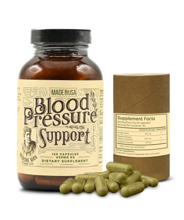 Medicine Man Plant Co. Blood Pressure Support 120 Capsules - Natural Herbal Pills with Hawthorn Rosella Hibiscus and Ginger - Organic and Herbal Supplement