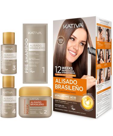 Kativa Brazilian Alisado Kit - New Formula with Hyaluronic Acid - Professional Straight Treatment at Home - Up to - Buy Online on GoSupps.com