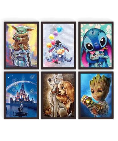 LWZAYS Cross Stitch Kits - Disney Counted Cross Stitch Kits 6 Pack Stamped Cross-Stitch Needlepoint Counted Kits Beginners Embroidery Kit Arts and Crafts for Home Decor(11CT Cartoon)