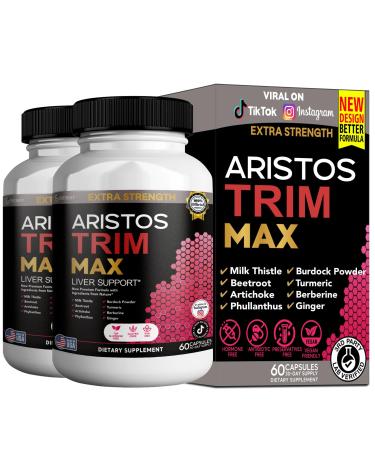 GREENVIFY Aristos Trim Max Liver Support Extra Strength 60 Veggie Capsules 30 Servings with Milk Thistle Beetroot Artichoke (2)