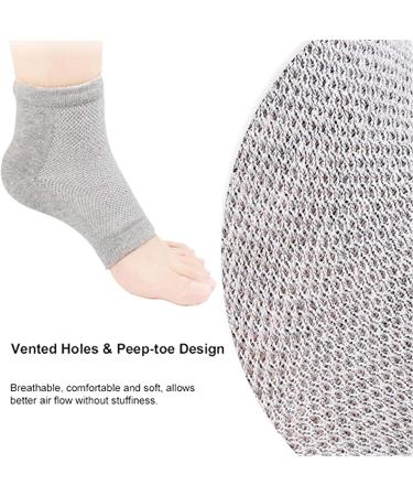 Aokbean Heel Socks - 2 Pairs Moisturizing Gel Socks for Dry Cracked Skin | Open Tip Silicone Foot Care for Men & Women (Black + Gray) - Buy Online on GoSupps.com