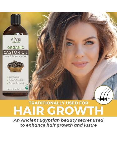 Viva Naturals Organic Castor Oil for Lashes & Brows - 16 fl oz | Boost Growth & Nourish - Buy Online on GoSupps.com