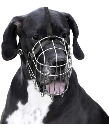 Bronzedog Metal Dog Muzzle for XL German Mastiffs & Bernhardiners - Breathable Wire Basket with Adjustable Leather Straps - Buy Online on GoSupps.com