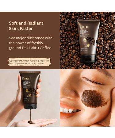 Cocoon Dak Lak Coffee Face Polish - 100% Vegan Exfoliating Scrub with Cocoa Butter & Safflower Oil for Smooth Glowing Skin | Anti Blackheads Enlarged Pores Wrinkles & Fine Lines - 5.07 fl oz - Buy Online on GoSupps.com