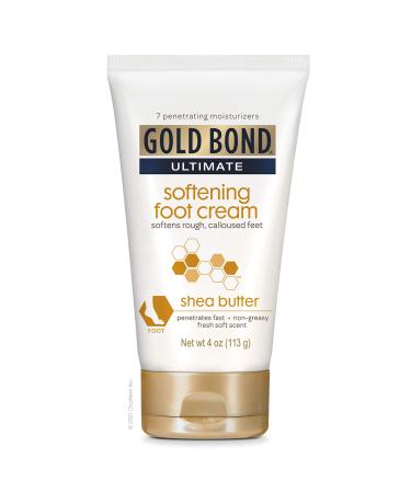 Gold Bond Ultimate Softening Foot Cream With Shea Butter to Soften Rough & Calloused Feet, 4 oz. Softening 4 Ounce (Pack of 1)