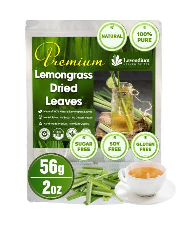 Lavendium 56g (2oz) Lemongrass Dried Leaves (Cut & Sifted) 100% Natural & Pure Lemongrass leaves Lemongrass Herbal Tea. Lemongrass Leaf Tea. No Sugar No Caffeine No Gluten Vegan.