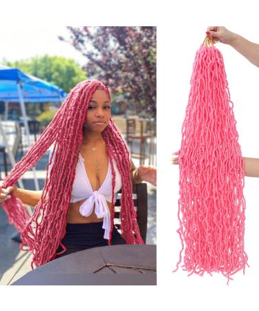 Pink Soft Locs 36 Inch Soft New Faux Locs 6 Packs for Soft Locs Crochet Hair for Black Women Pink Crochet Braids Pink Crochet Hair Pre Extended Long Goddess Locs Crochet Locs Synthetic Hair(Pink) 36 Inch Pink