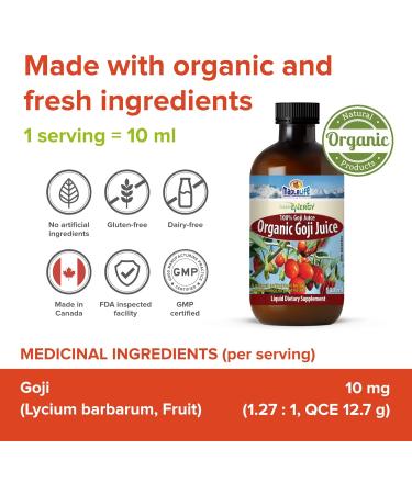 Organic Goji Berry Juice Liquid Goji Juice Improves Absorption Promotes Healthy Skin Increases Energy Helps Inflammation Made from 100% Organic Goji Berries - 500 ml - Buy Online on GoSupps.com