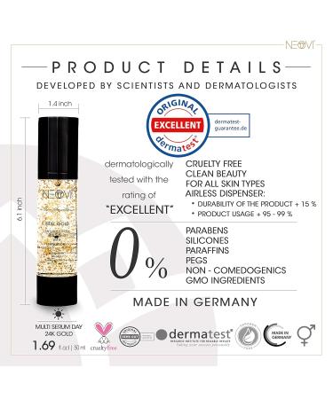 Neovi Vital Gold 50ml | Hyaluronic Acid Serum with 24k Gold | Anti-Aging Moisture Cream | Vitamins A B C | Dermatologically Tested for Optimal Hydration - Buy Online on GoSupps.com