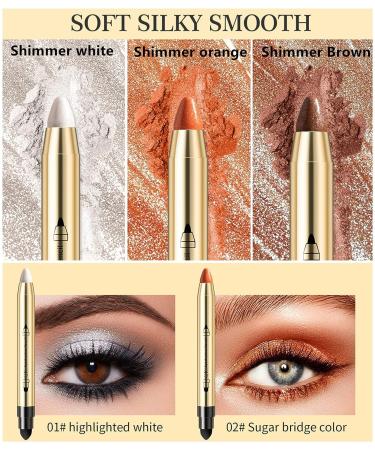 Go Ho Orange Highlighter Eyeshadow Stick - Cream-to-Powder Pen for Bright Eyes | Shimmer Orange Hue | Easy Application with Sponge | 01 Shimmer Orange & 02 Highlighter - Buy Online on GoSupps.com